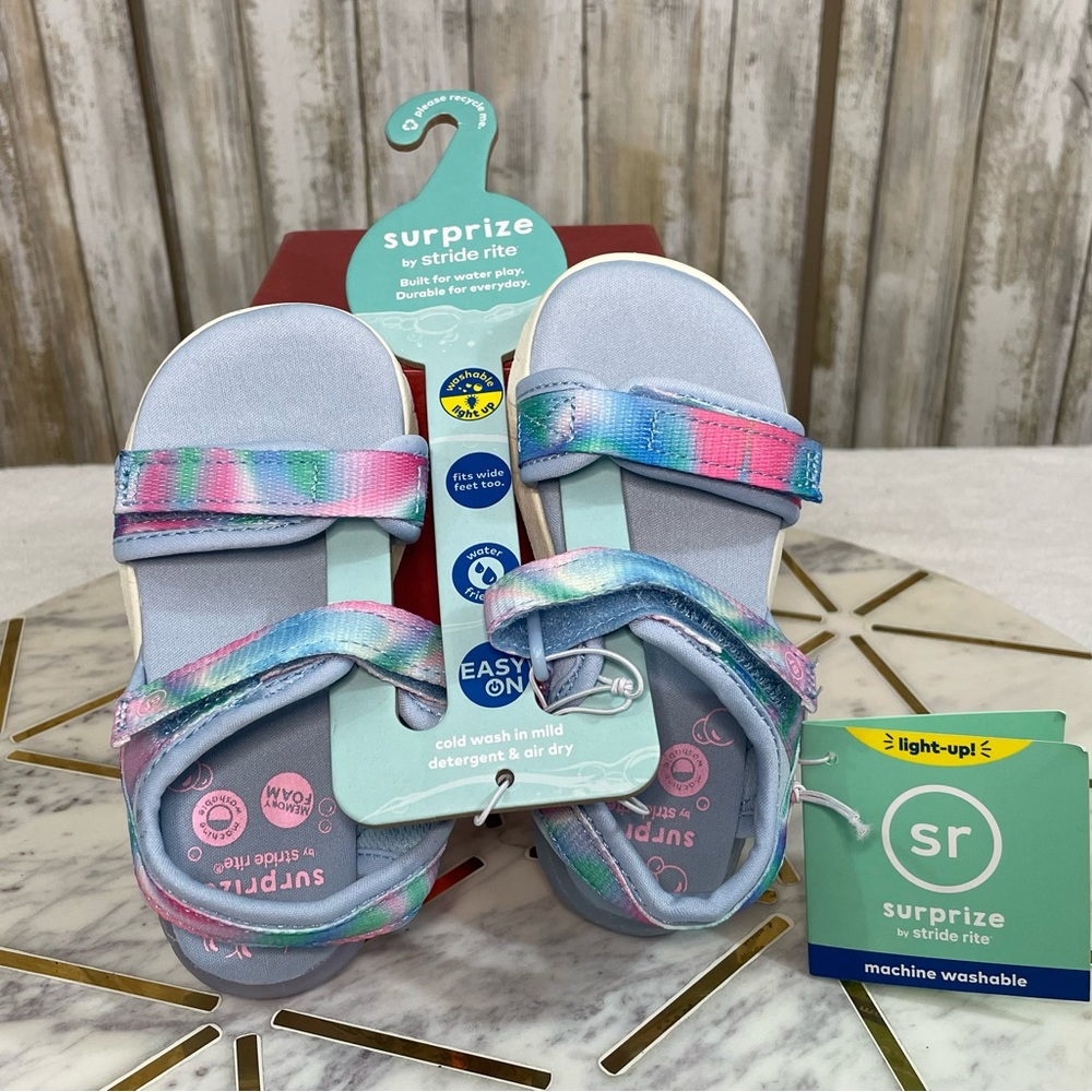 Toddler Pink & Purple Surprize by Stride Rite Light-Up Adjust Sandals-sz 8